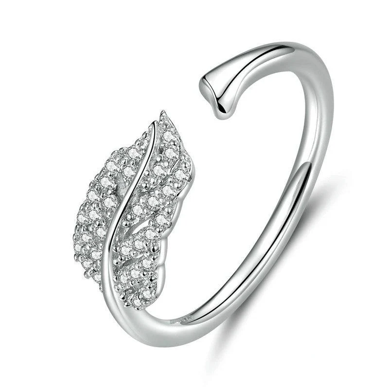 Bague Feuille D'Arbre De Vie En Argent Et Zirconium