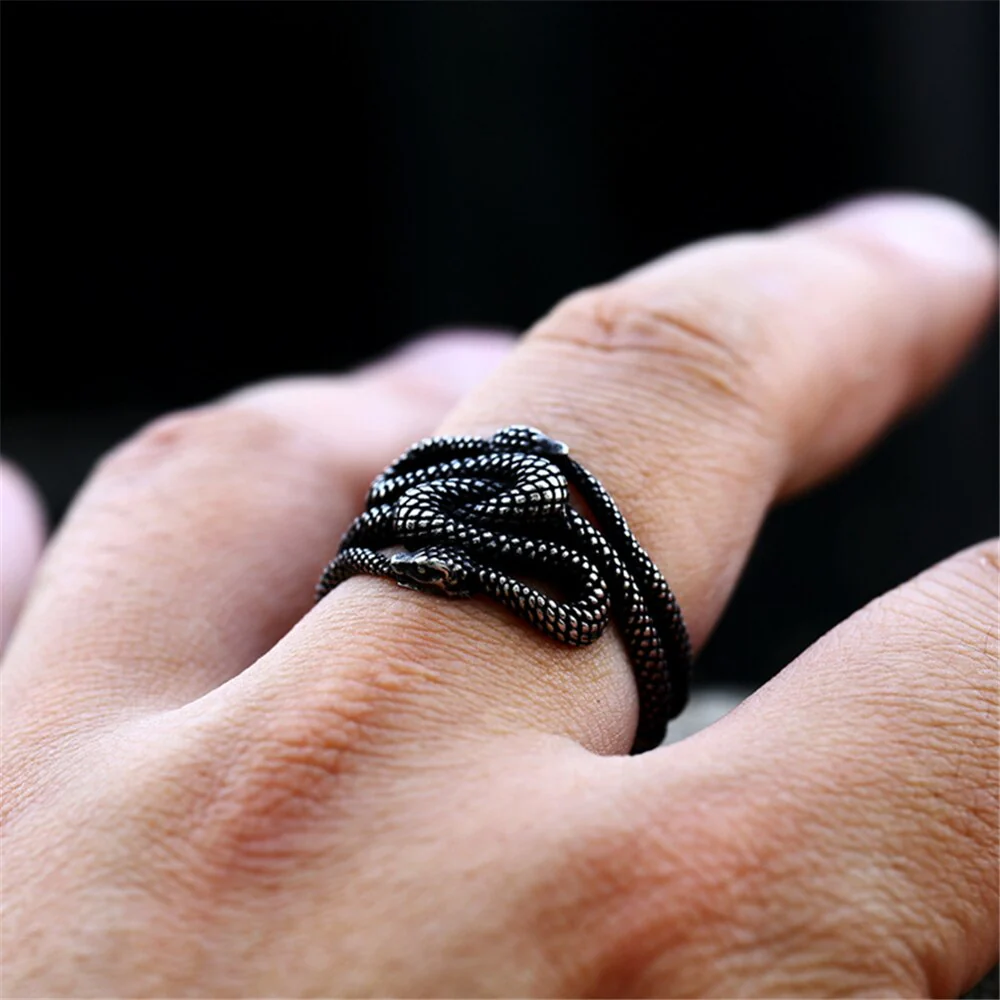 Bague Serpent Acier Sculpté - Image 2