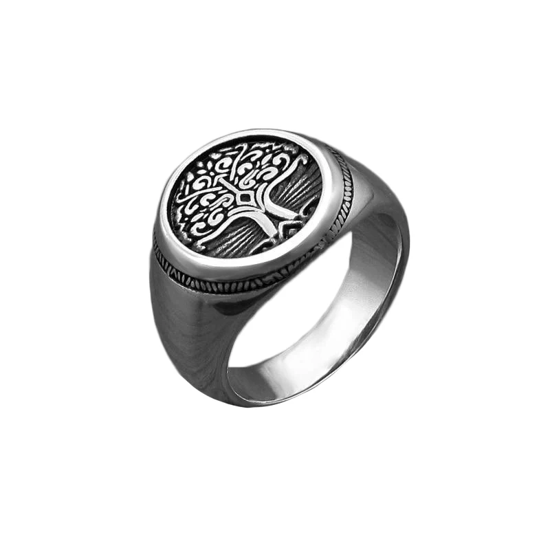 Bague Viking Yggdrasil En Acier